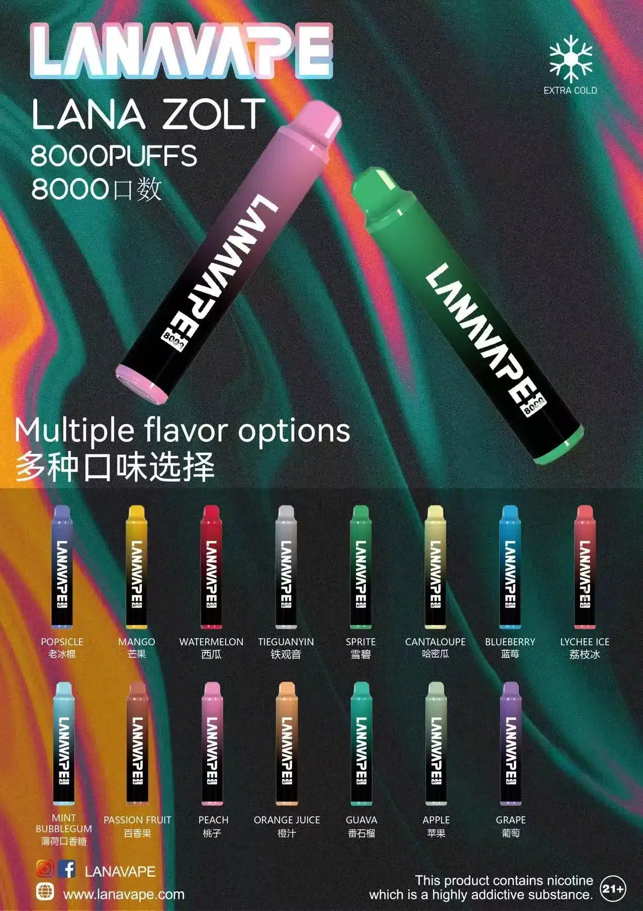 LANA 8000 拋棄式電子煙霧化體驗示意